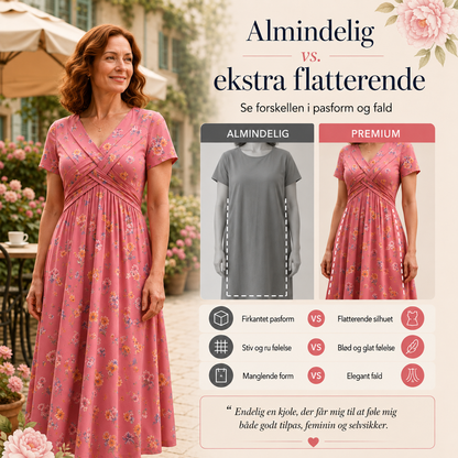 THE ÉLODIE | Flatterende blomstret midikjole med V-udskæring