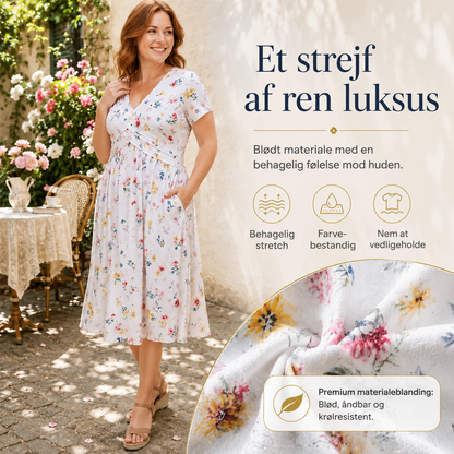 THE ÉLODIE | Flatterende blomstret midikjole med V-udskæring