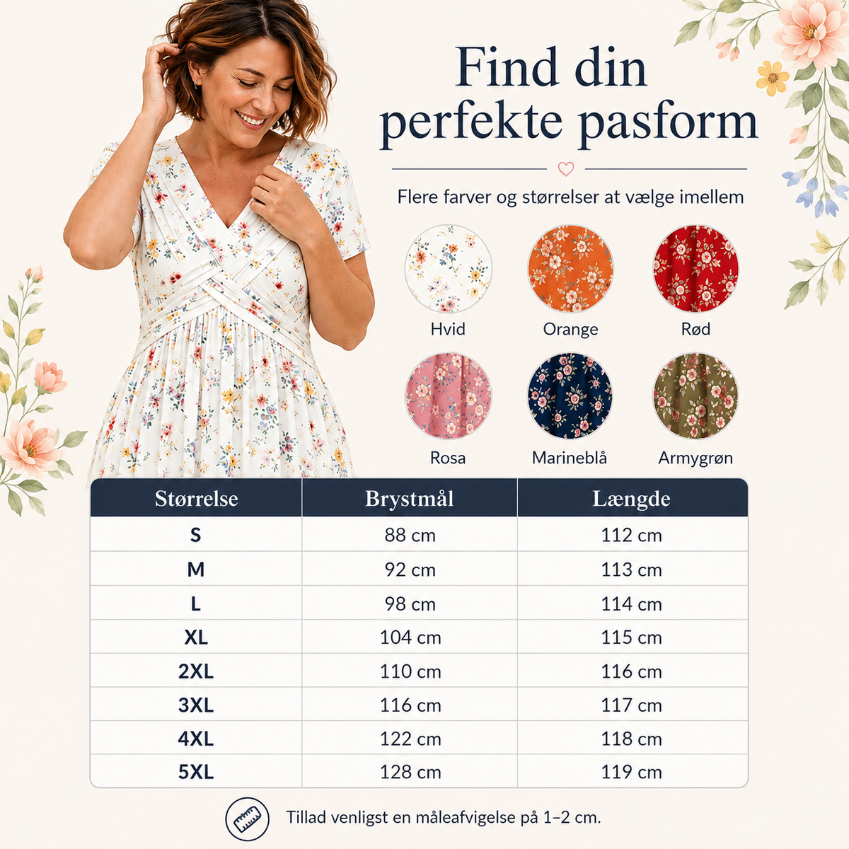 THE ÉLODIE | Flatterende blomstret midikjole med V-udskæring
