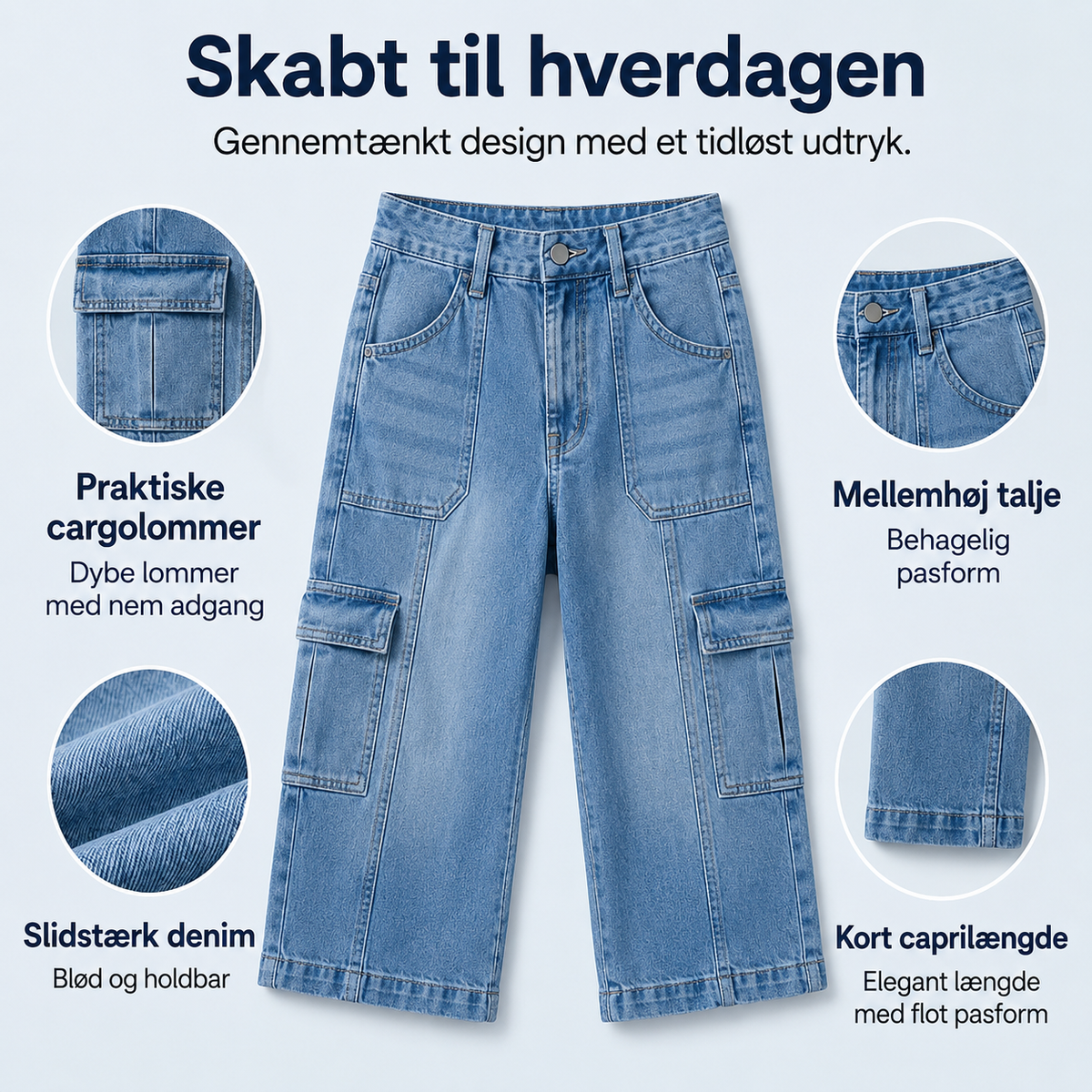 THE ÉLANA — Komfortable Denim Capribukser